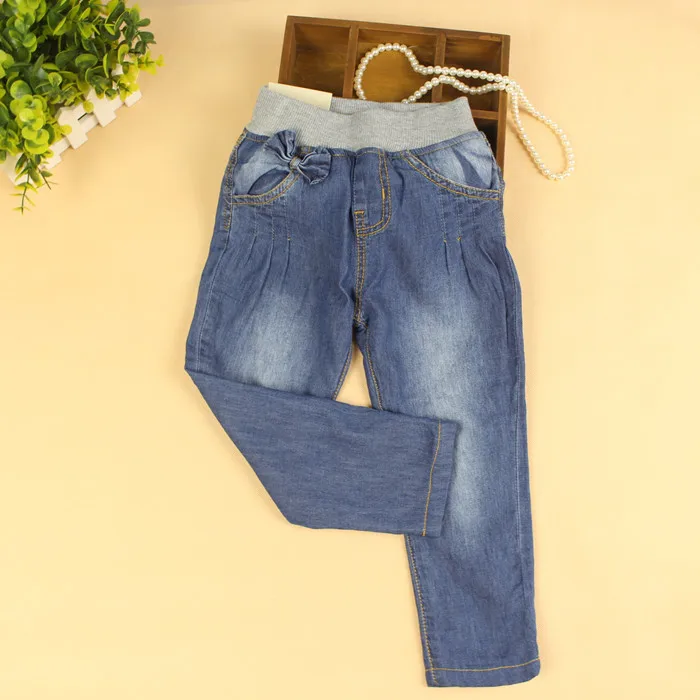 Оптовая продажа 6 шт./лот джинсы для маленьких девочек сезон осень-зима теплые