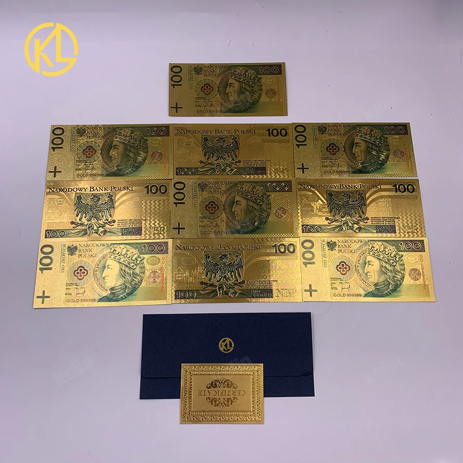 10 шт./лот Польша валюта изображение 24 К позолоченный купюра банкнота 500 PLN для чистого золота plastic Money Woth Collection
