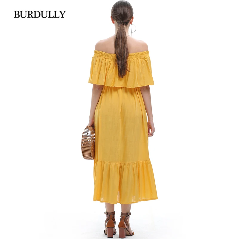 BURDULLY 2019 корейский Лето Sexy женское платье плюс Размеры длинные Повседневное с