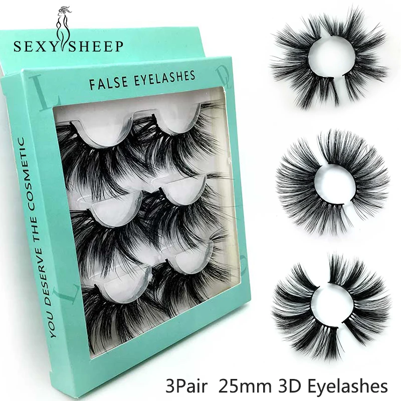 SEXYSHEEP 3 пары 25 мм 3D накладные Искусственные ресницы длинный Макияж норковые для