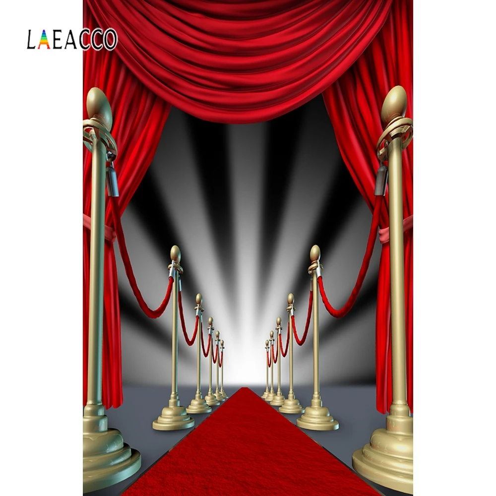 Laeacco Red Carpet Stage Star Light Backdrop Portrait Photography Backgrounds Customized Photographic Backdrops For Photo Studio |