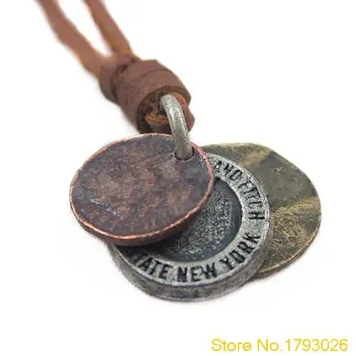 Модное мужское очаровательное колье унисекс с кулоном из 3 монет ожерелье