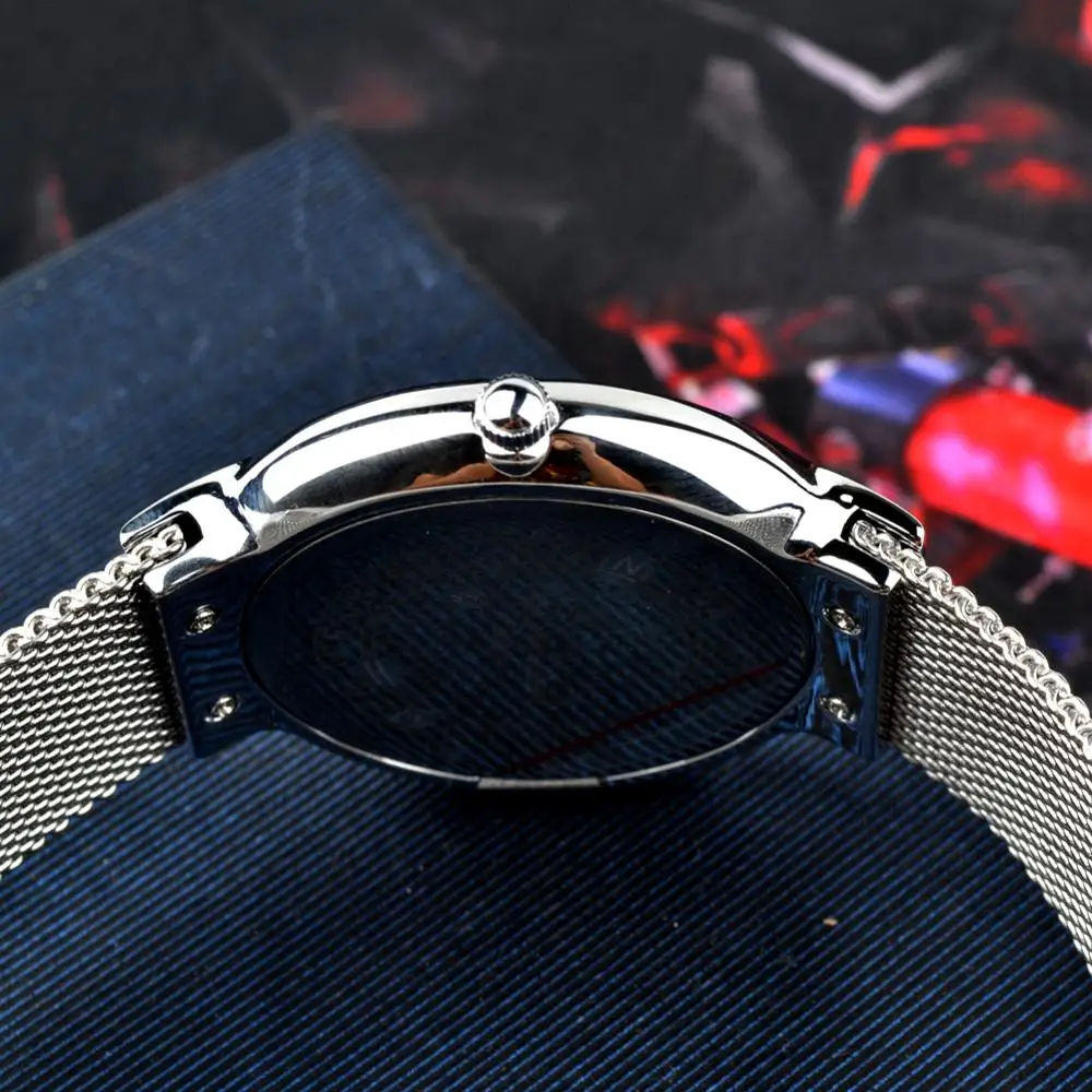 Montre Femme современная мода Reloj Mujer черные кварцевые часы для женщин сетчатый Браслет