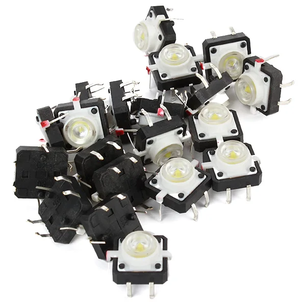 Белый 4 контактный сенсорный кнопочный переключатель светодиодный 12x12 мм|tact push