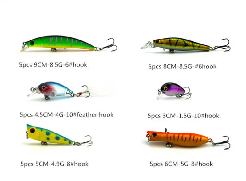 

30pcs Mixed Fishing Lures Baits Minnow Popper VIB Spinner Artificial Crankbaits Swimbait Floating Fish Topwater Tackle Sea Lake