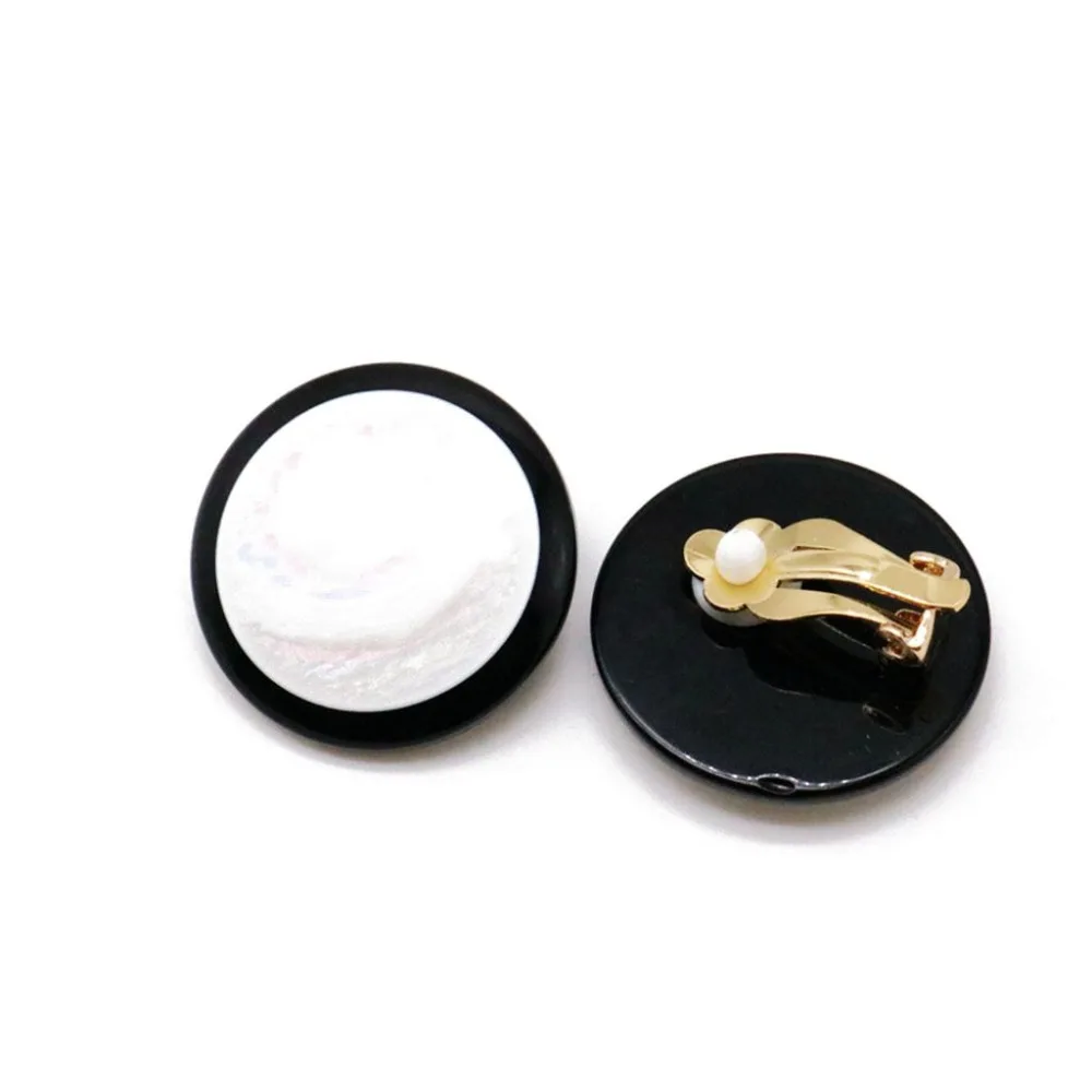 

White Black Rainbow Color Fashion Round Clip Earring