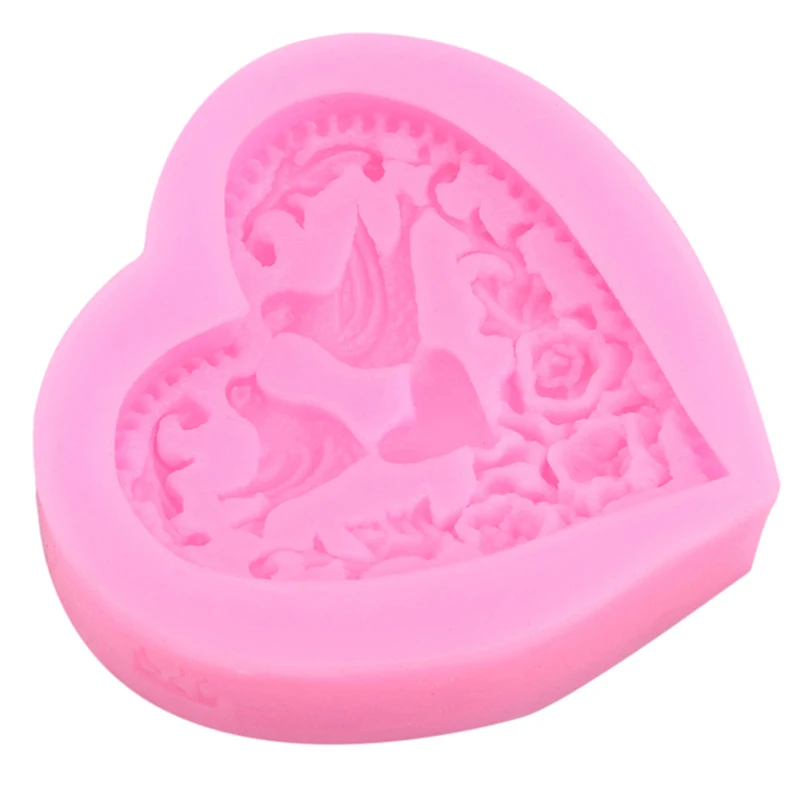 Выпечка торта DIY формы сердце форма Любовь Птица Силиконовый Шоколад Конфеты