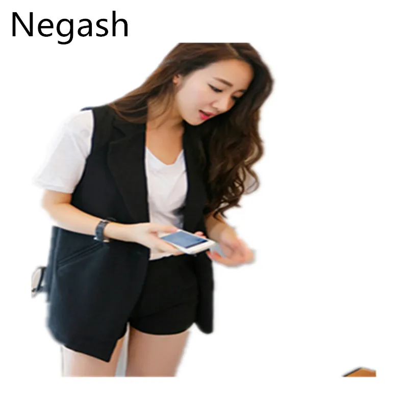 Новинка корейский деловой летний женский комплект из 2 предметов 2018 черный