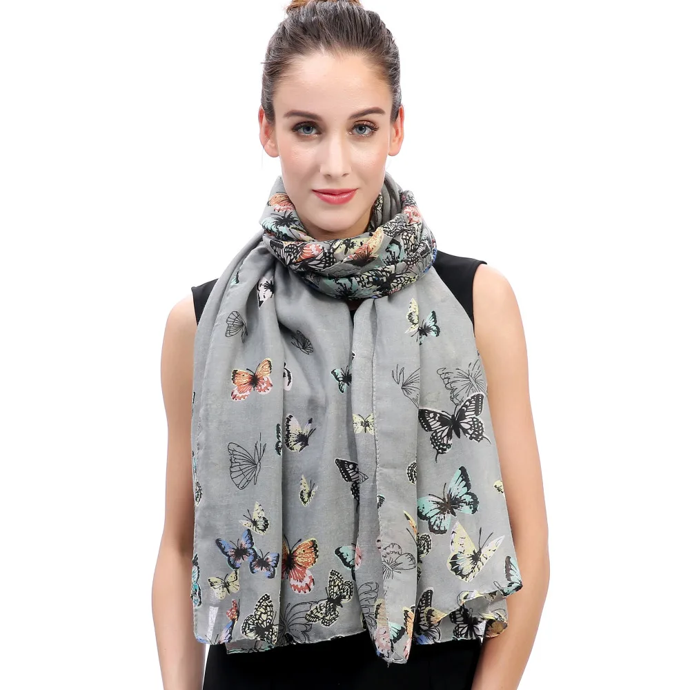 Женский шарф с принтом бабочки мягкий легкий аксессуар для всех сезонов|women scarf