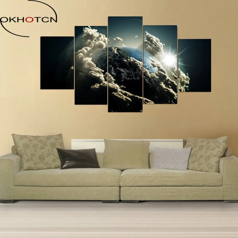 Художественный дизайн OKHOTCN Clound Planets Universe 5 шт. Картина на холсте декор для стен