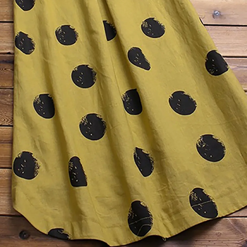 

2019 Feitong Fashion Women Summer Layered Long Blouse Button O-Neck Polka Dot Loose Top Ladies Casual Short Sleeve Female Blusas