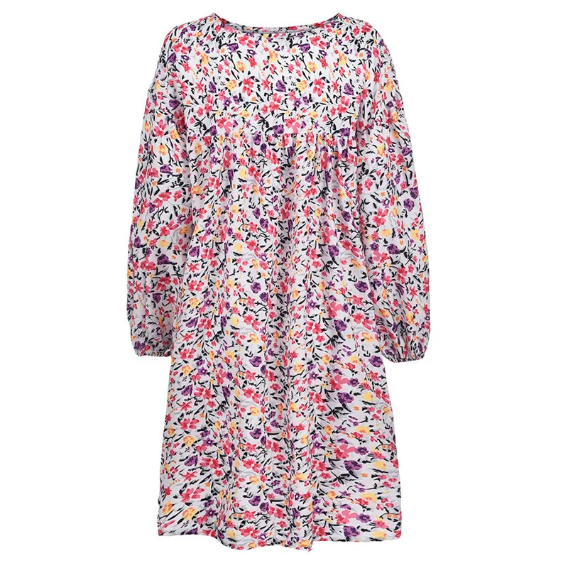 JAYCOSIN 2019 Women Spring Autumn Dress Plus Size Lady Print Three Quarter Sleeve Mini New Casual Loose jun5#4 | Женская одежда