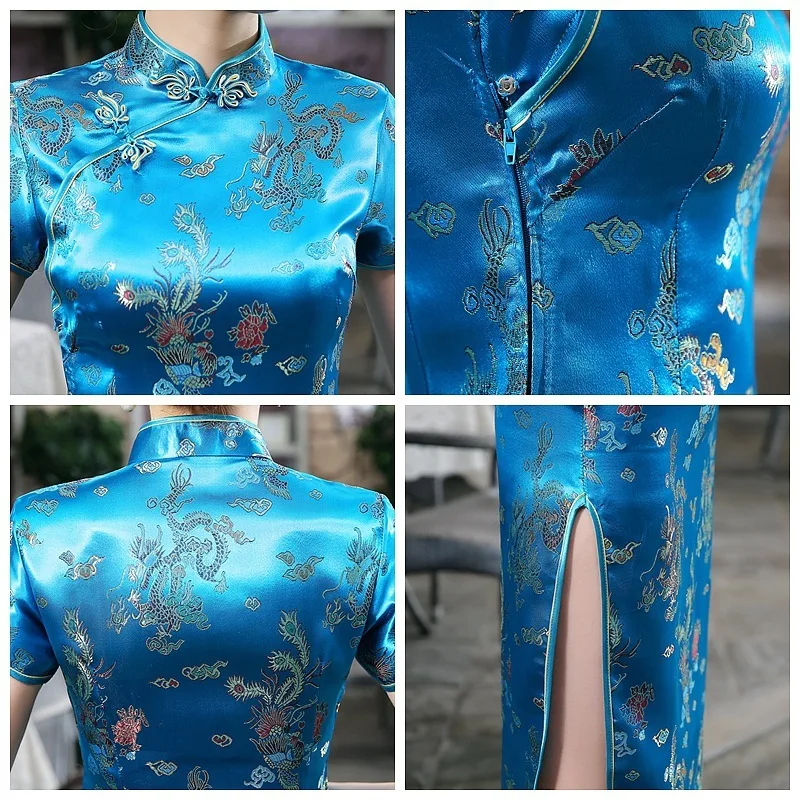 Церемониальные платья Cheongsam длинная консультация клиентская служба двери отеля Добро пожаловать работа Восточный одежда церемониальный халат Longue Femme