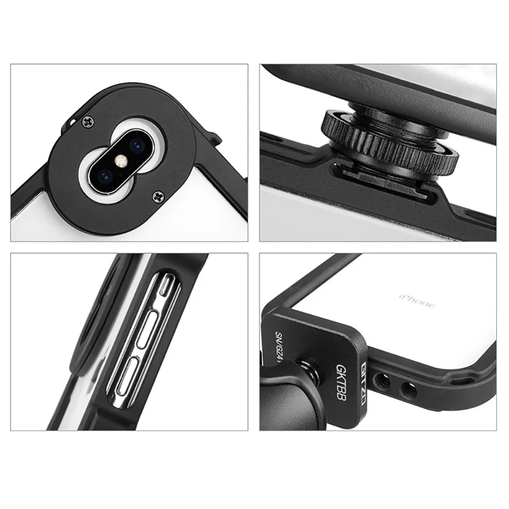 

ULANZI Metal Bumper Frame Rig Cage for iphone XS XS-MAX, with Cold Shoe 1/4" Thread Hole 17mm mount for Phone Moment lens Tripod