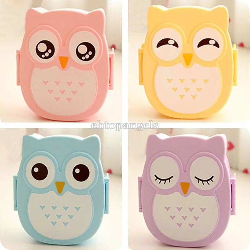 Сова Портативный Bento пластик милый мультфильм еда прибор для хранения фруктов
