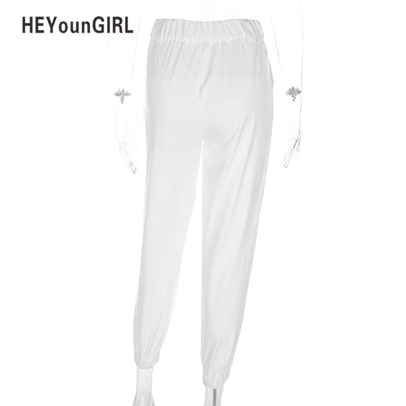 HEYounGIRL Pantalon Femme брюки с высокой талией женские шаровары белые спортивные штаны женские модные повседневные свободные белые спортивные штаны