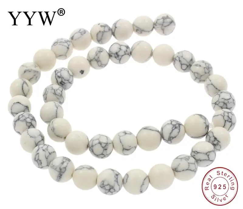 Высокое качество натуральный камень белый бирюзовый бисер круглые бусины 4 мм 6 8