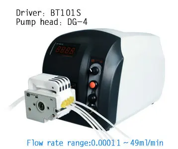 

BT101S DG6-4 (6 Rolls/wheels) Lead Fluid Variable Precise Low Flow Speed Peristaltic Dosing Fluid Water Pump 0.0002-49 ml/min