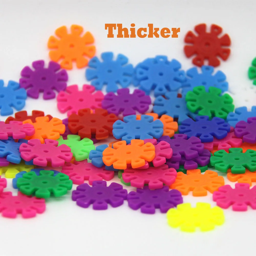 600 шт толстые 3D головоломки пластиковые снежинки Строительные блоки Кирпич