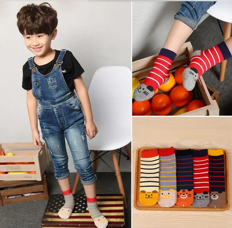 5 пар много дети цветной полосой носки детские мальчики девочки хлопчатобумажные
