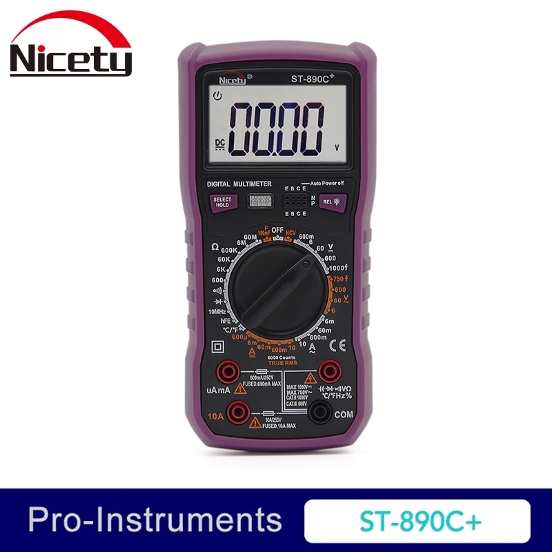 Хороший ST890C+ True RMS 6000 отсчетов DMM мультиметр 10A 1000 в ручной диапазон емкость температура цифровой мультиметр NCV
