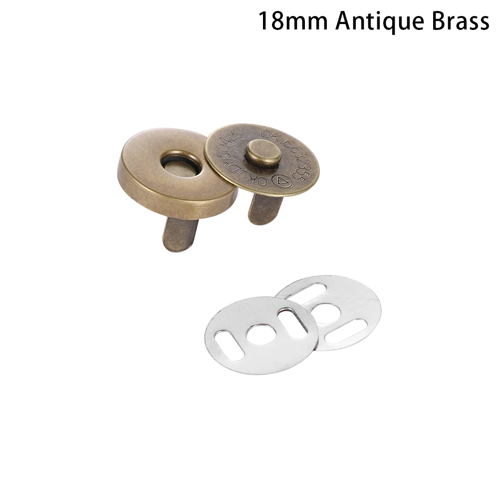 18mm Antique Brass 10 шт./компл. 14 мм 18 мм магнитные застежки сумка для ключей кошелек Сумки ремесла аксессуары для одежды - Цвет: 18mm Antique Brass