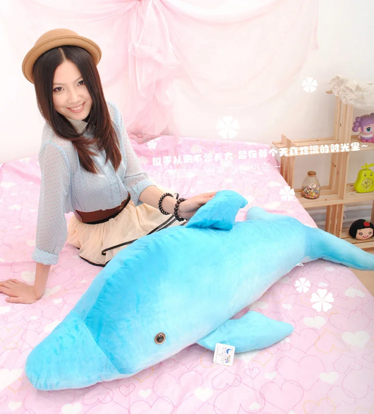Синяя Мягкая Милая Детская плюшевая Дельфин подушка большая игрушка для подарка