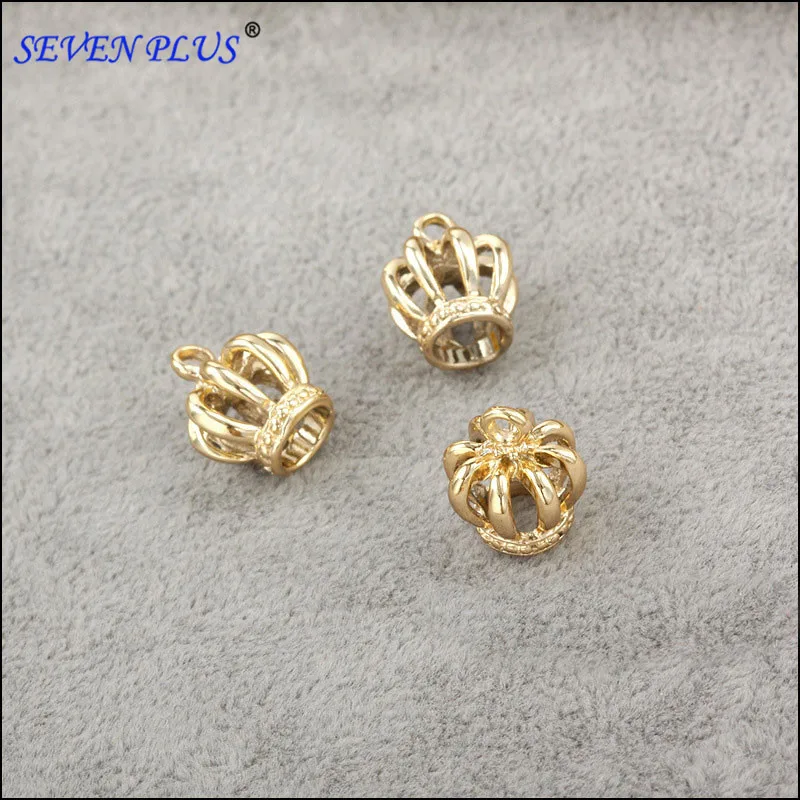 

Unique Style Best Plating 50 Pieces/Lot 13mm*11mm Yellow Gold Color 3D Crown Charms For Jewelry Making