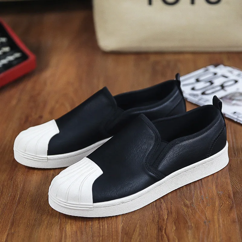 Мужские кожаные лоферы на плоской подошве без застежки | Обувь