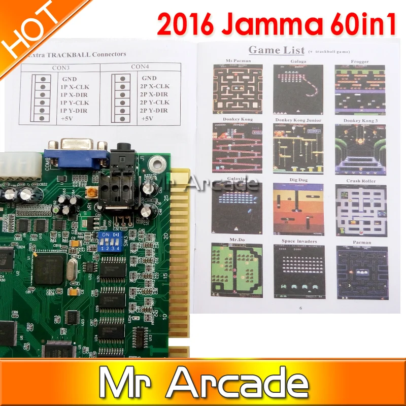 Классическая игровая печатная плата Jamma 60 в 1 для коктейльной аркадной машины или