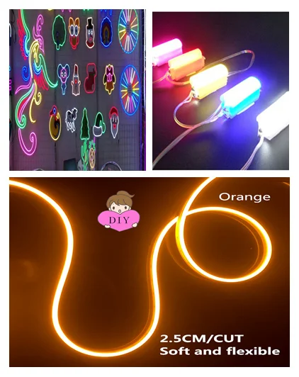 12 В светодиодный силиконовый DIY светодиодный неоновый светильник IP68 водонепроницаемый гибкий светодиодный светильник холодный белый светильник для гостиной 50 см - Испускаемый цвет: orange