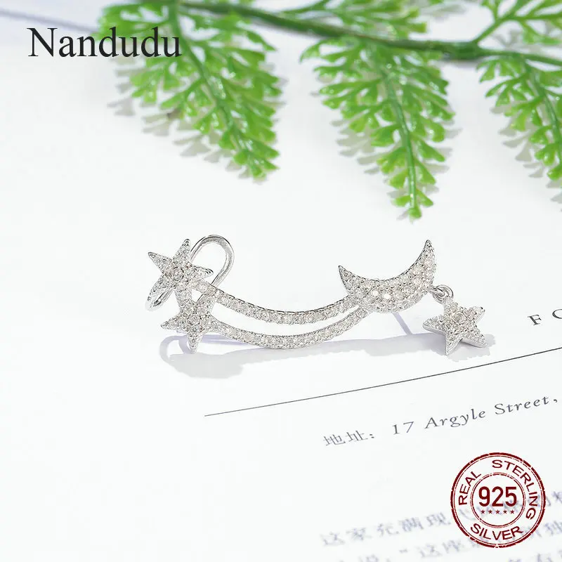 Nandudu 100% 925 пробы серебряные серьги-клипсы высокого уровня кубический циркон