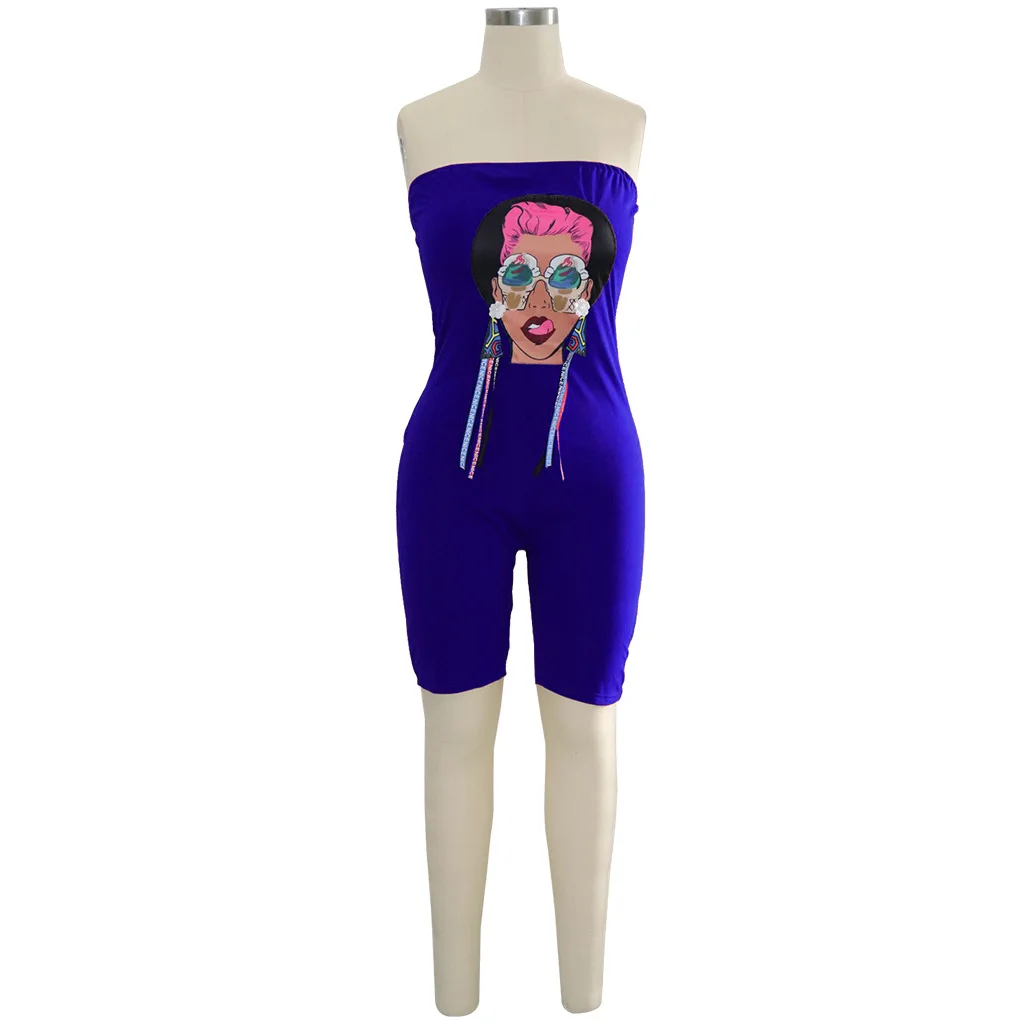 IMYSEN Летняя мода без бретелек Обёрточная бумага Playsuit Для женщин мультфильм шик