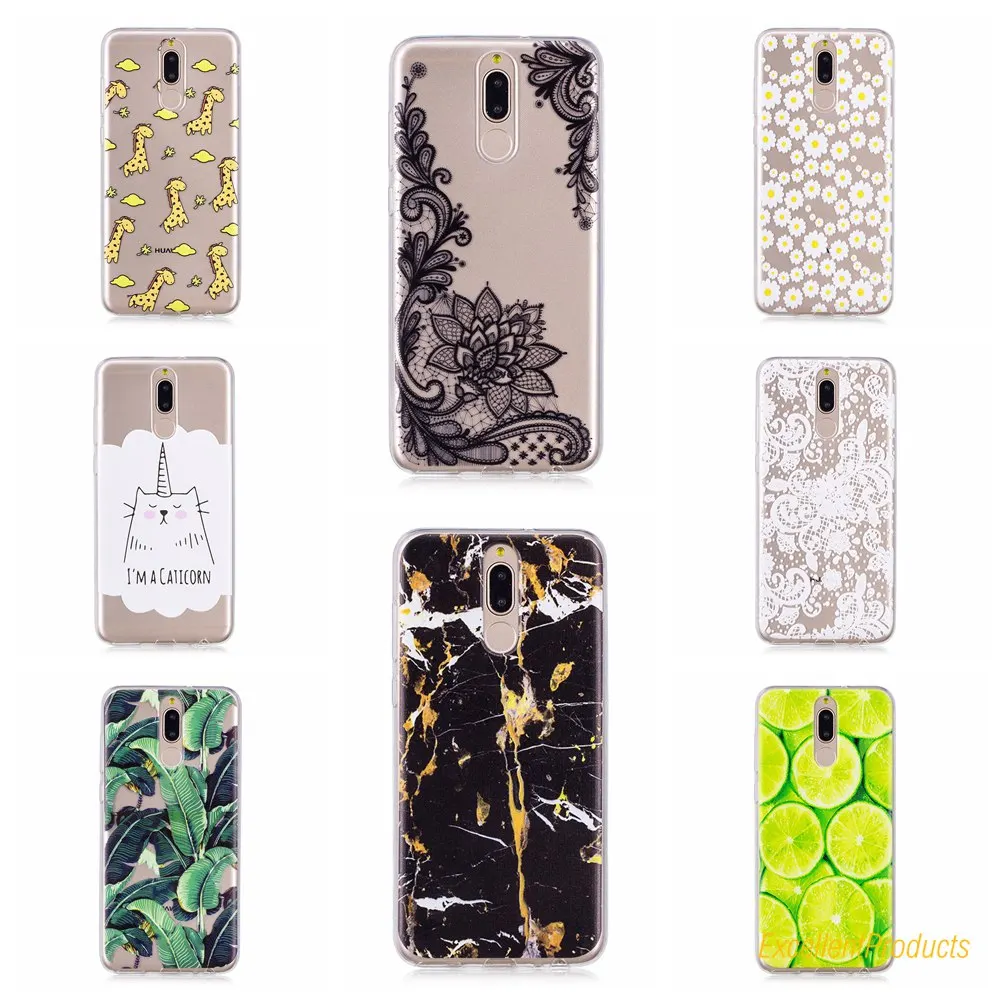 Для Coque huawei mate 10 Lite Мягкий силиконовый чехол из ТПУ Фламинго листья цветы кошка