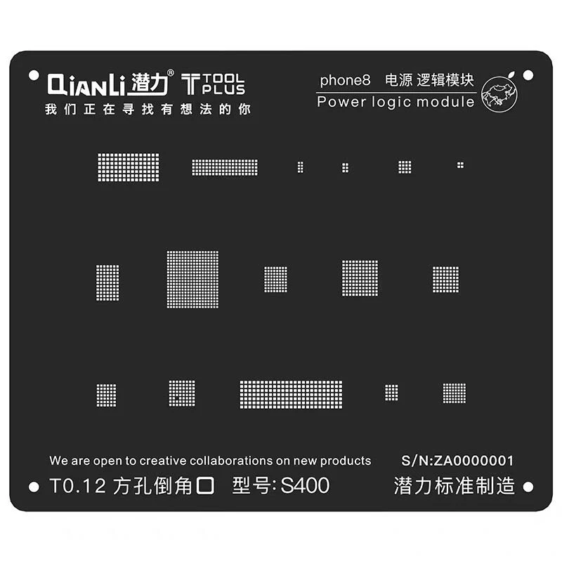 

Black BGA Reballing Stencil Kit for iPhone 5S/6/6S/7/8 Power Logic Module Planting Tin Template Stainless Steel Reballing Plate