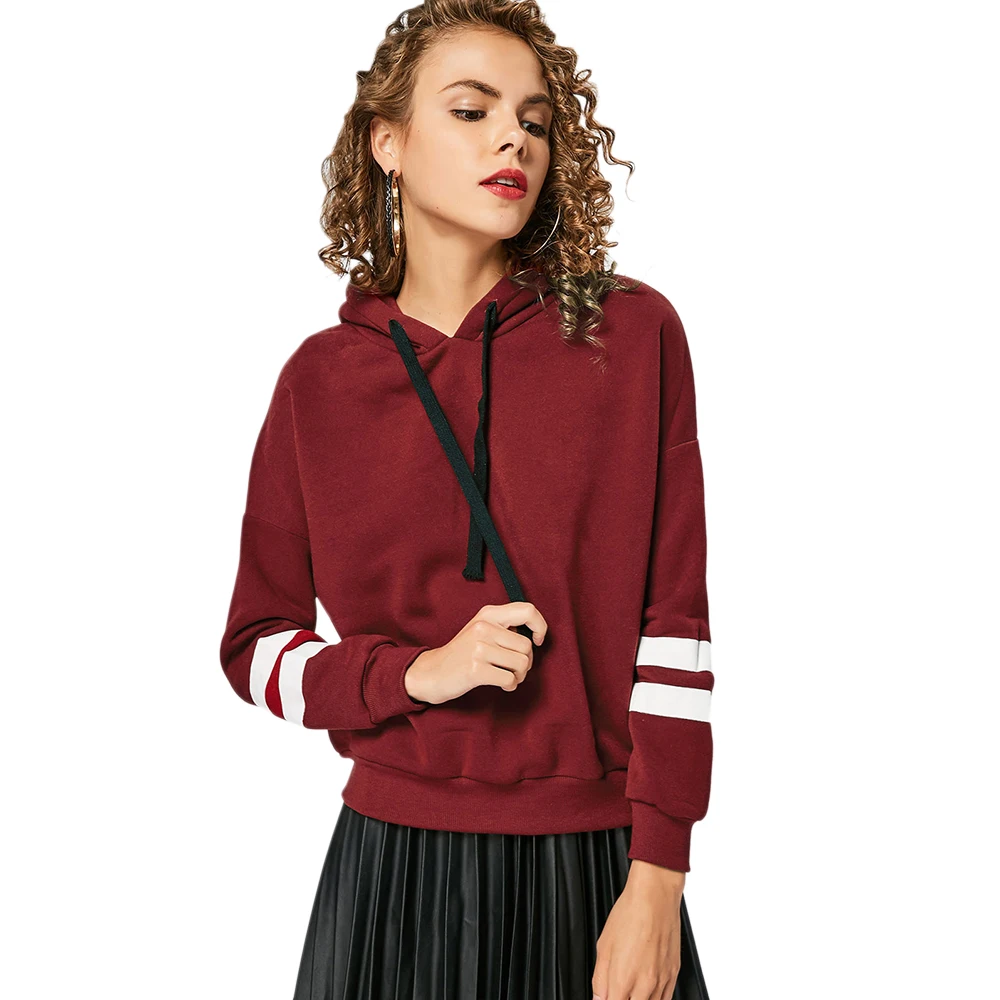 LANGSTAR Новая мода осень топы корректирующие для женщин Drop Shoulder Drawstring Полосатый
