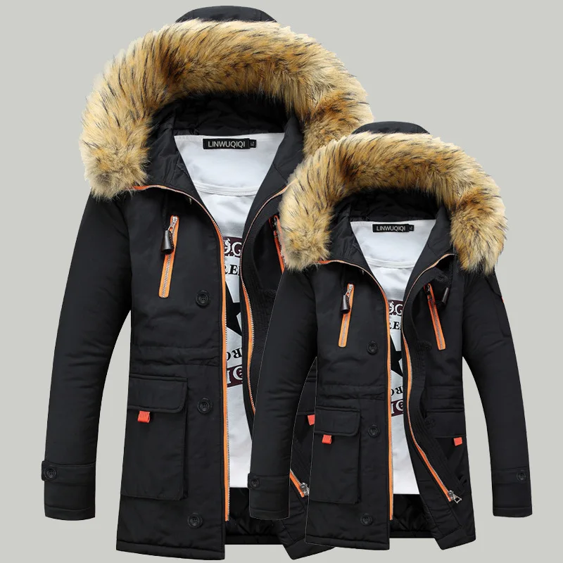 YZBZJC Thickening Parkas Men 2018 Winter Jacket Men's Coats Male Outerwear Fur Collar Casual Long Cotton Wadded men Hooded Coat | Мужская