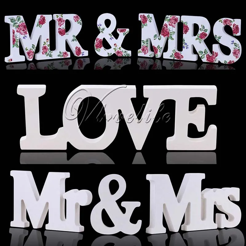 Домашний декор белый цвет Mr &amp Mrs формы деревянные буквы для свадьбы украшения