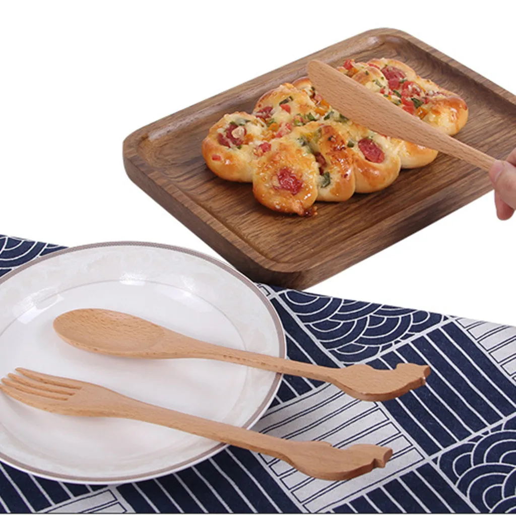 Новинка 2019 деревянная Ложка Вилка кухонная утварь инструменты суп Чайная ложка