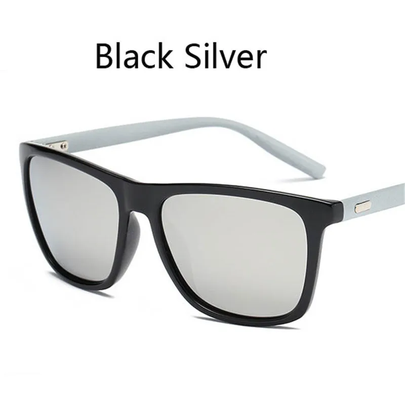 Black Silver Занавес, фирменный дизайн, Классические поляризованные солнцезащитные очки для мужчин и женщин, для вождения, квадратная оправа, солнцезащитные очки, мужские очки, UV400, Gafas De Sol - Цвет линз: Black Silver