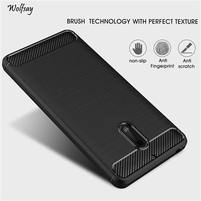 For Case Nokia 6 2017 TA-1000 Cover Soft TPU Brush Rugged Wolfsay sFor Fundas Phone Coque 5.5&quot |
