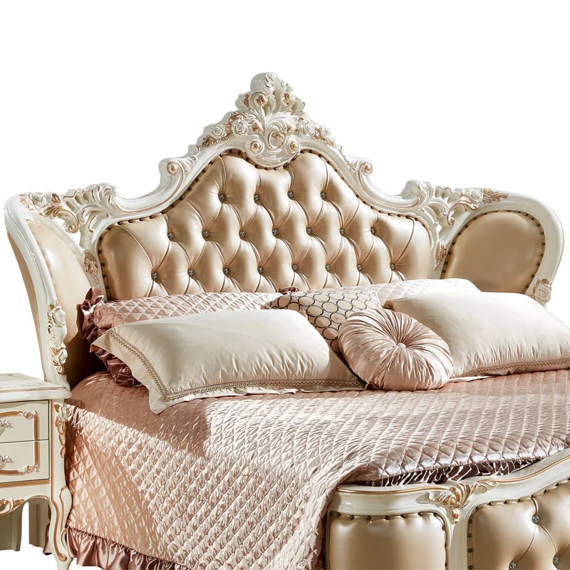 Роскошные спальные комплекты из твердой древесины и кожи барокко|bedroom set|luxury bedroom