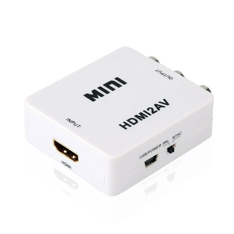 300pcsHDMI2AV 1080P HD видео адаптер мини HDMI в AV конвертер CVBS + L/R RCA для Xbox 360 PS3 PC360 с