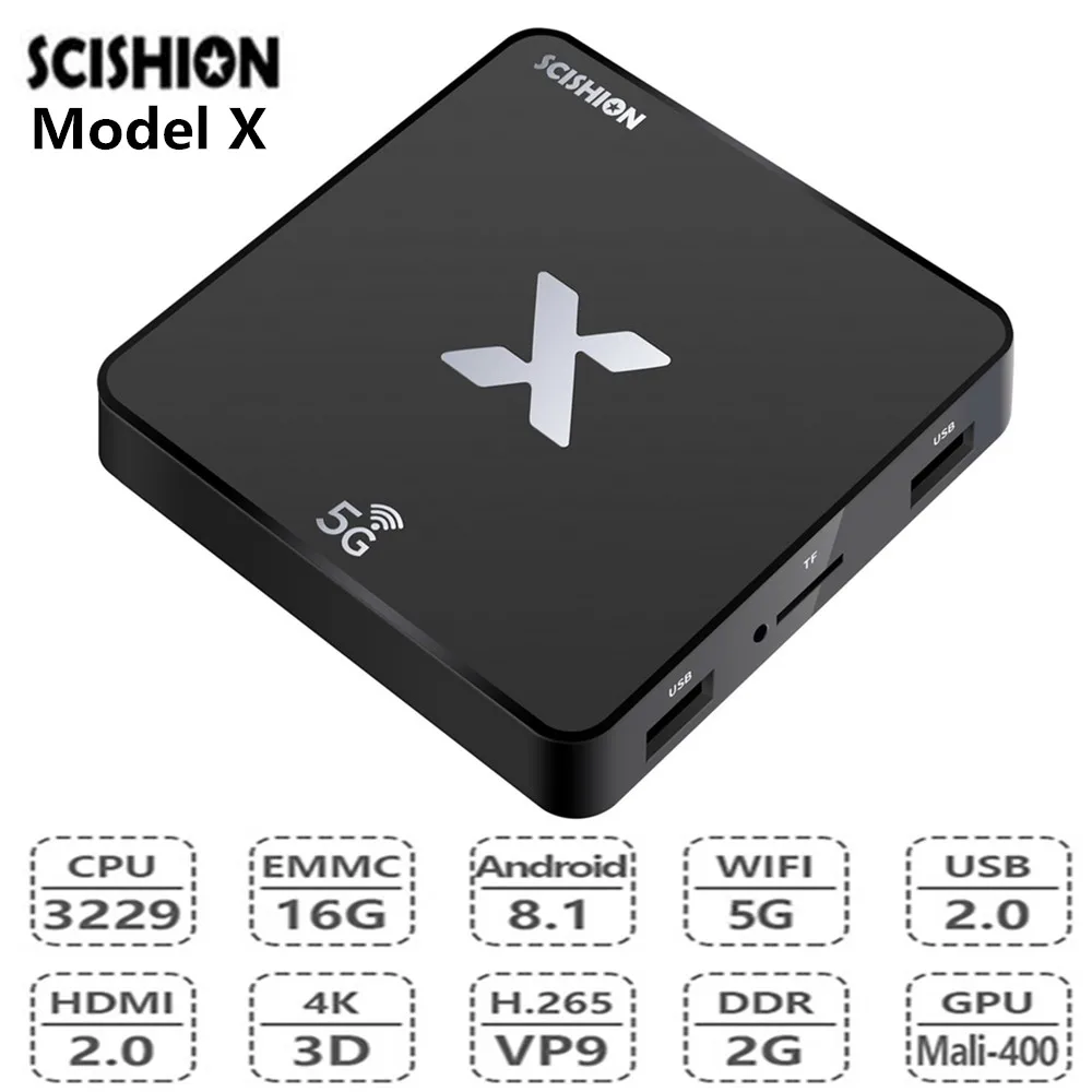 SCISHION модель X 4 К Smart ТВ Box Android 8 1 Rockchip3229 коробке 2 ГБ 16 5 г Wi Fi 100 Мбит H.265