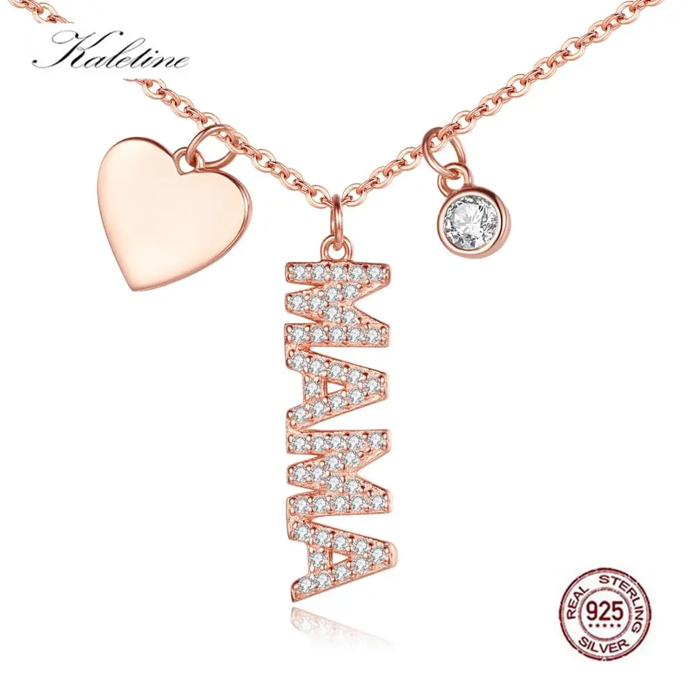Kaletine, 925 пробы, серебряное ожерелье, женское, Любовь& Мечта& мама, подвеска, Лаки, AAA, циркон, буква, звезда, луна, ювелирное изделие, колье
