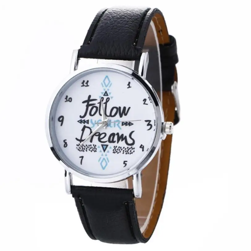 Timezone #301 простые женские часы с нейтральным буквенным рисунком модные кожаные