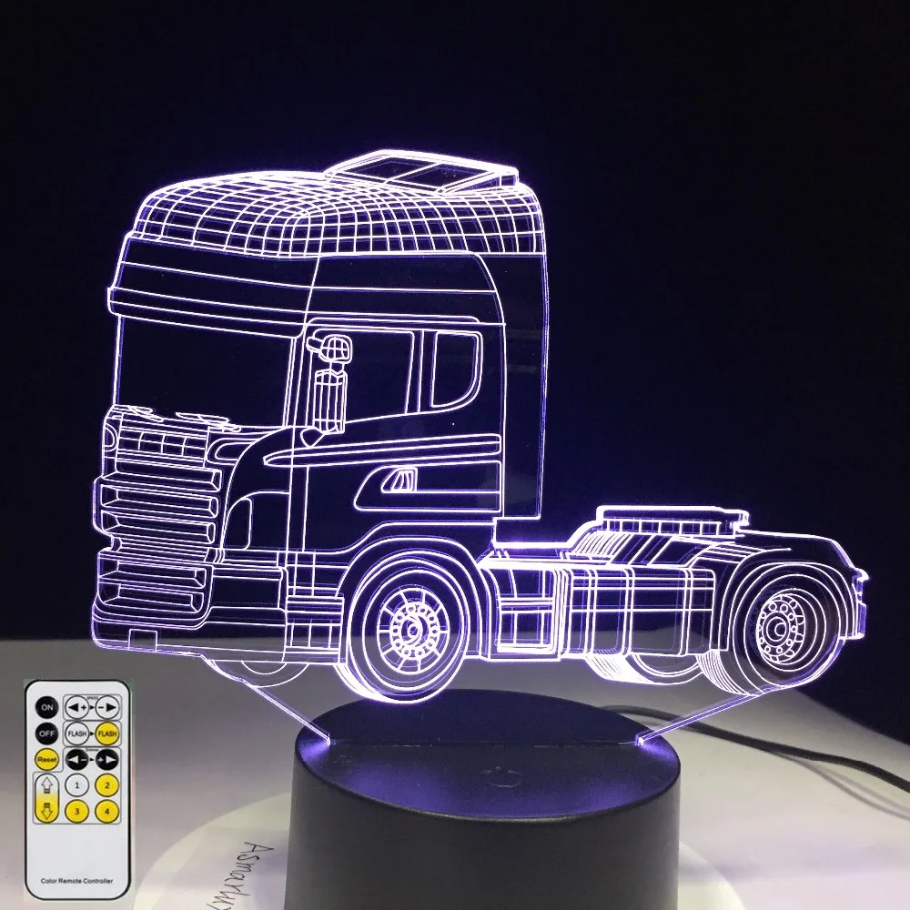 

Creative Heavy Big Truck 3D Nightlight Acrylic Usb 3d Lamp Luminaria De Mesa Powerbank Led Usb Light Fixtures Kids Lamp