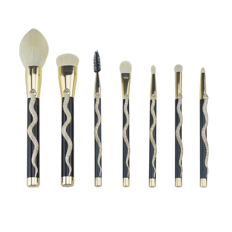 7pcs Gold 7/10 шт. змея кисти для макияжа разных форм комплект основа для макияжа лица Косметическая Пудра Тени для век Контур корректор Румяна Косметические средства набор кистей Красота инструмент 10 - Handle Color: 7pcs Gold