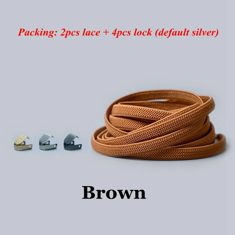 Brown 1 пара шнурков без галстука плоские эластичные шнурки для обуви для детей и взрослых кроссовки шнурки быстро ленивые Ботинки со шнурками - Цвет: Brown