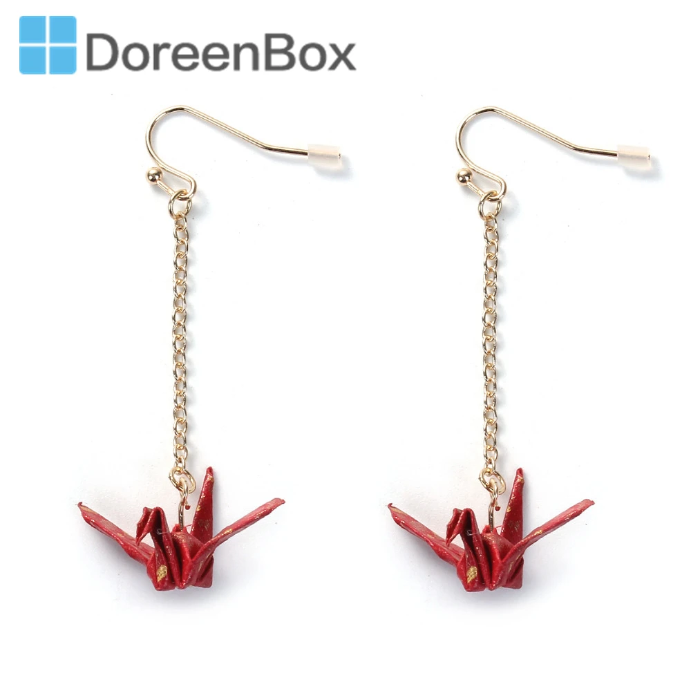 Серьги Doreen Box в японском стиле серьги капли золотого цвета журавль оригами 58 мм x 30